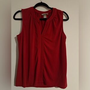 H&M Red Pleated Sleeveless Blouse